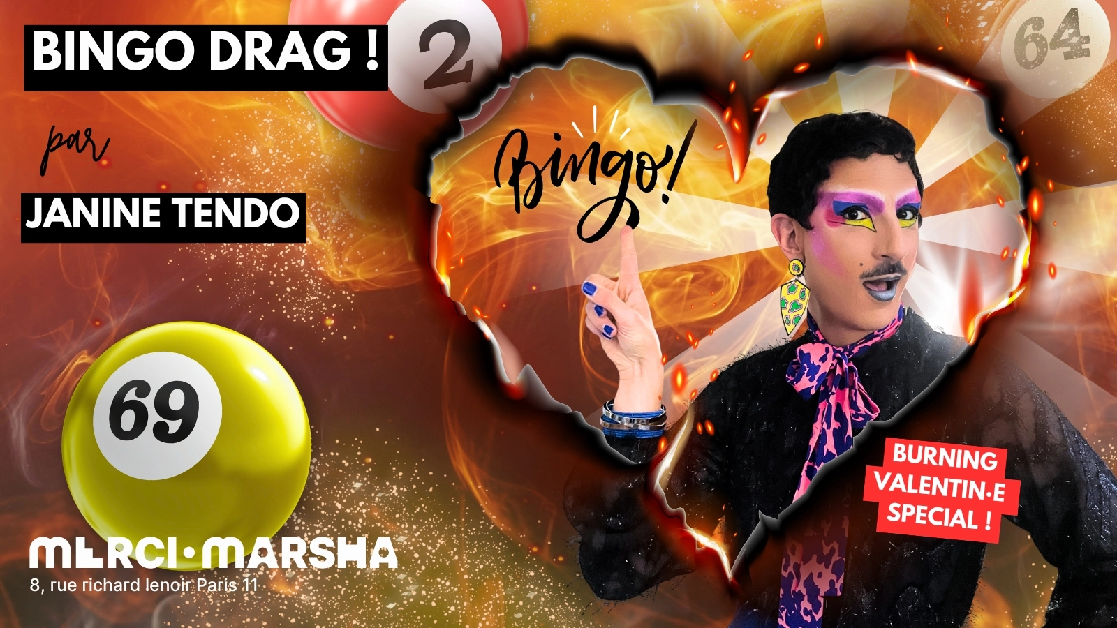Bingo Drag ! Avec Janine Tendo au Merci·Marsha !