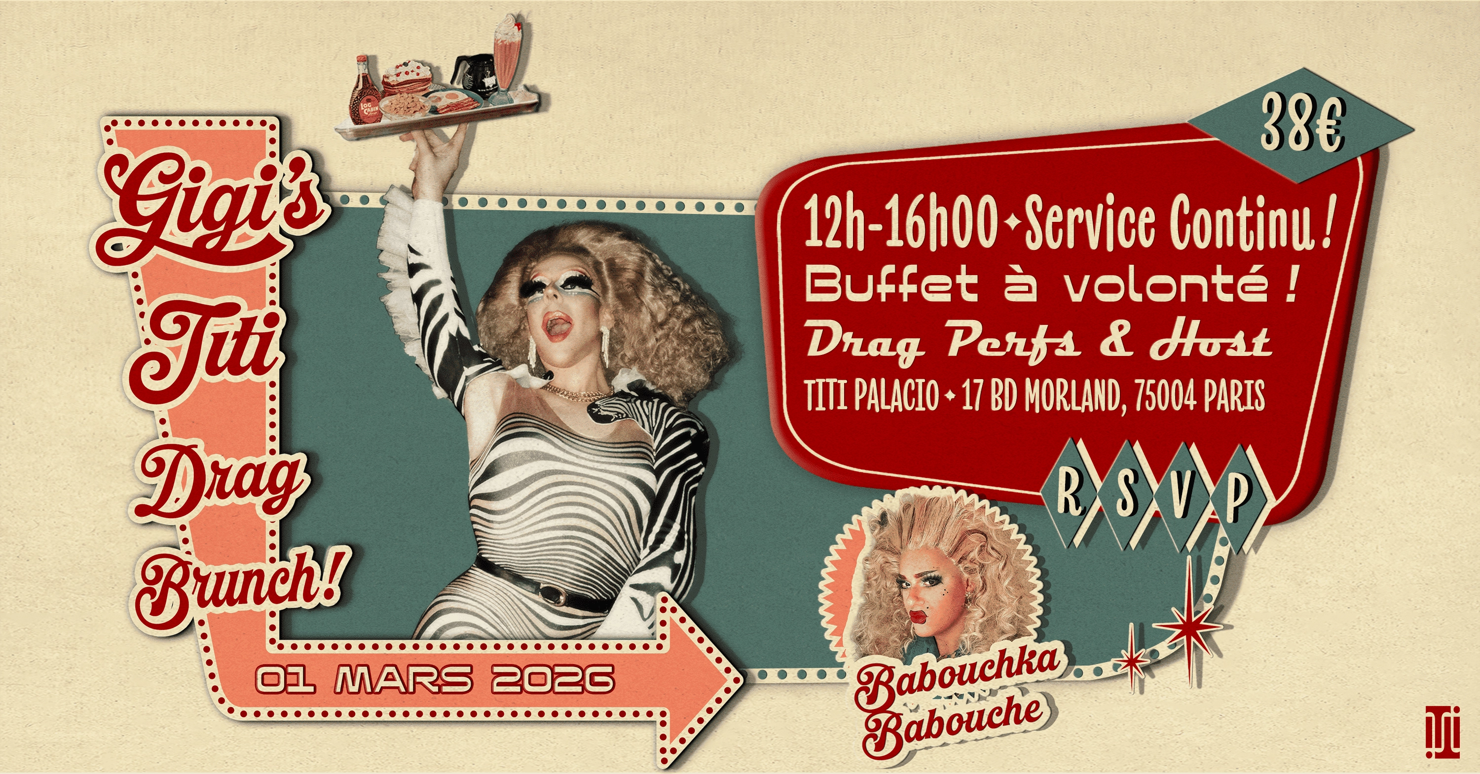 Gigi's Titi Drag Brunch au Titi Palacio! avec Babouchka Babouche!